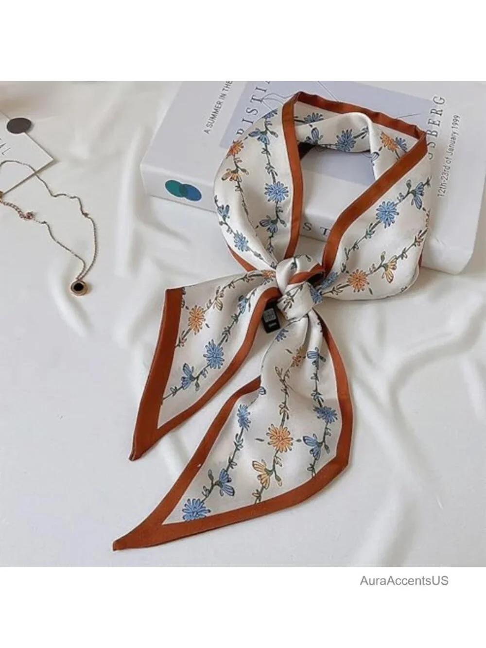 4 Pcs Silk Scarves Set - Fashion Hair Band Neck Scarf Multipurpose
